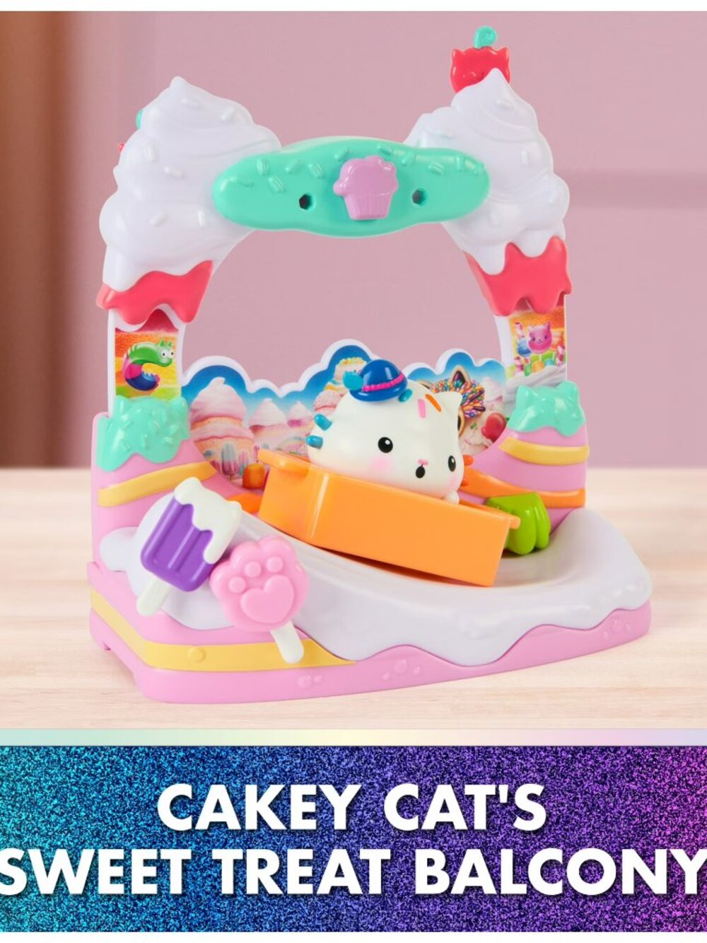 Gabby's Dollhouse: Cakey Cat's Sweet Treat Balcony w/Figure & Accessories, NEW
